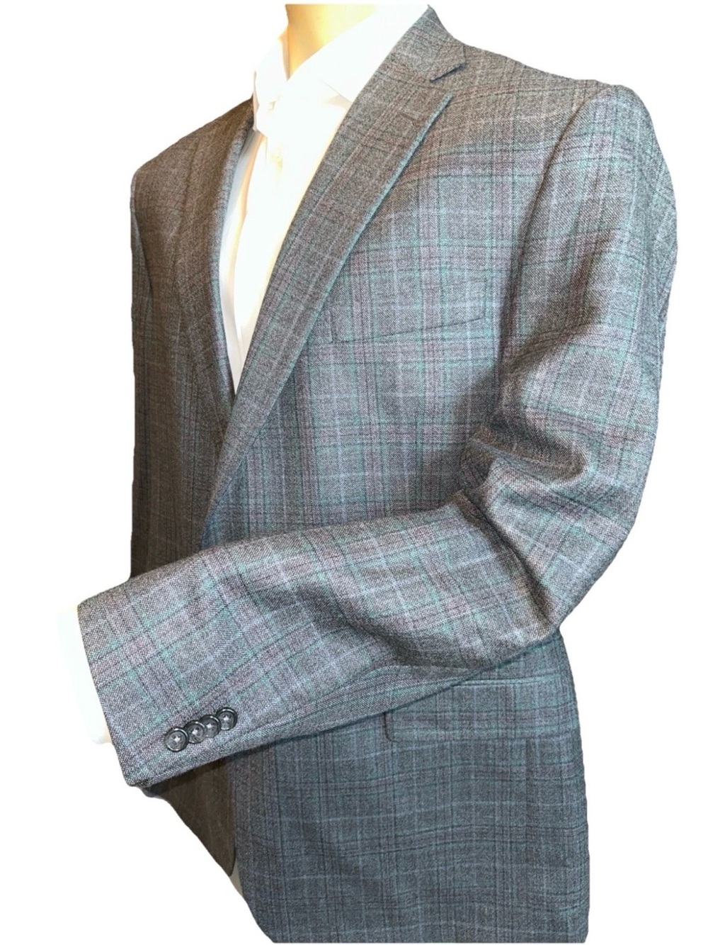 Hart Schaffner Marx Plaid Sport Jacket Worsted Wool  Blazer Sz 48L $595